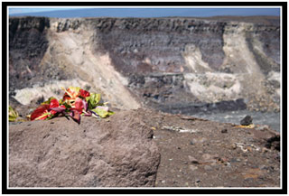 Offering to Pele at Halemaumau.