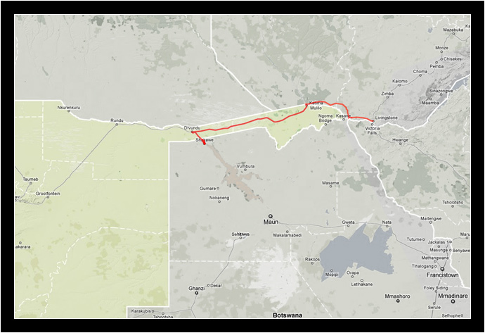 Our GPS track through the Caprivi Strip