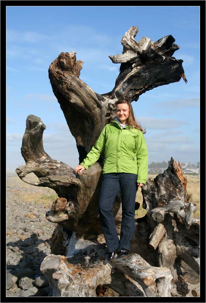 Oksana on a stump