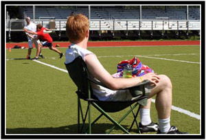 Cody watches me throw past the sideline force